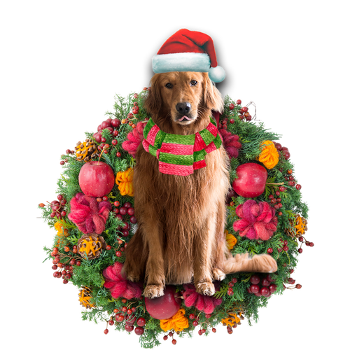 Godmerch- Ornament- Golden Retriever Christmas Ornament, Happy Christmas Ornament, Car Ornament
