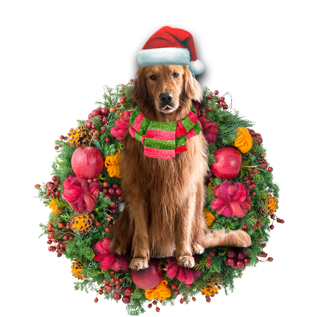 Godmerch- Ornament- Golden Retriever Christmas Ornament, Happy Christmas Ornament, Car Ornament