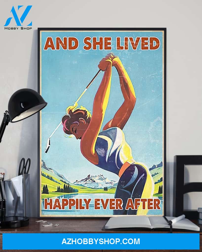 Golf And She Lived Happily Ever After Vertical Gift Family Canvas Wall Art