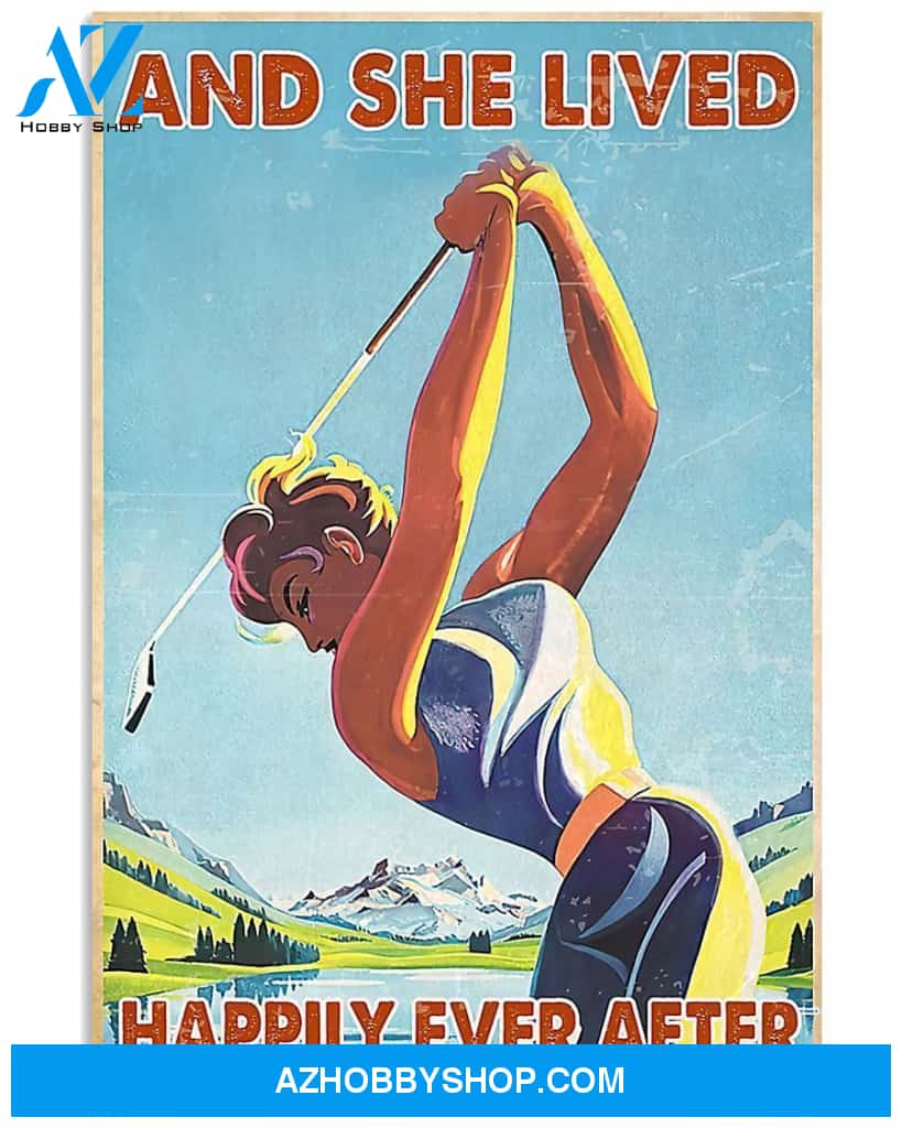 Golf And She Lived Happily Ever After Vertical Gift Family Canvas Wall Art