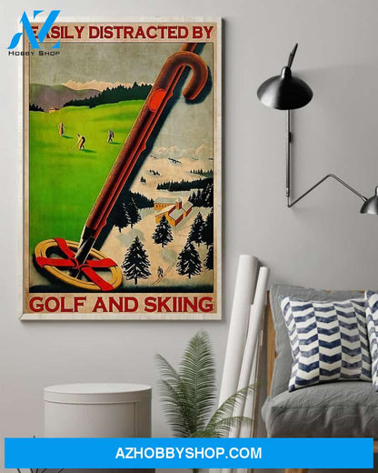 Golf And Skiing Vertical Wall Hanging, Wall Decor Visual Art