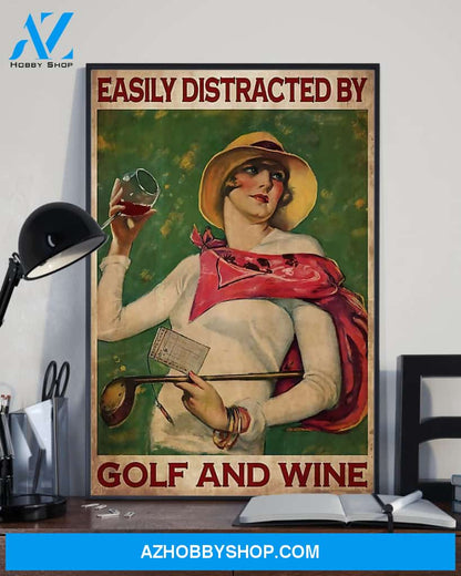 Golf And Wine Vertical Art Canvas, Wall Decor Visual Art