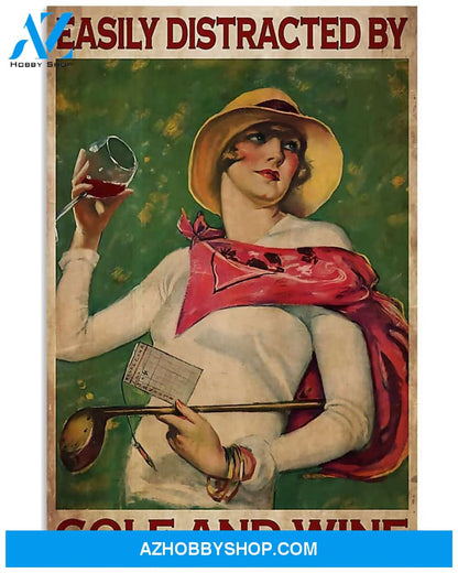 Golf And Wine Vertical Art Canvas, Wall Decor Visual Art