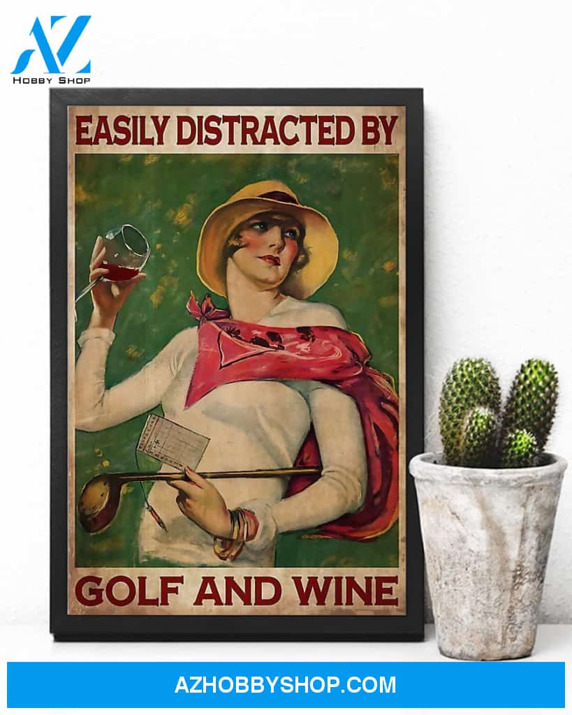 Golf And Wine Vertical Art Canvas, Wall Decor Visual Art