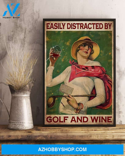 Golf And Wine Vertical Art Canvas, Wall Decor Visual Art