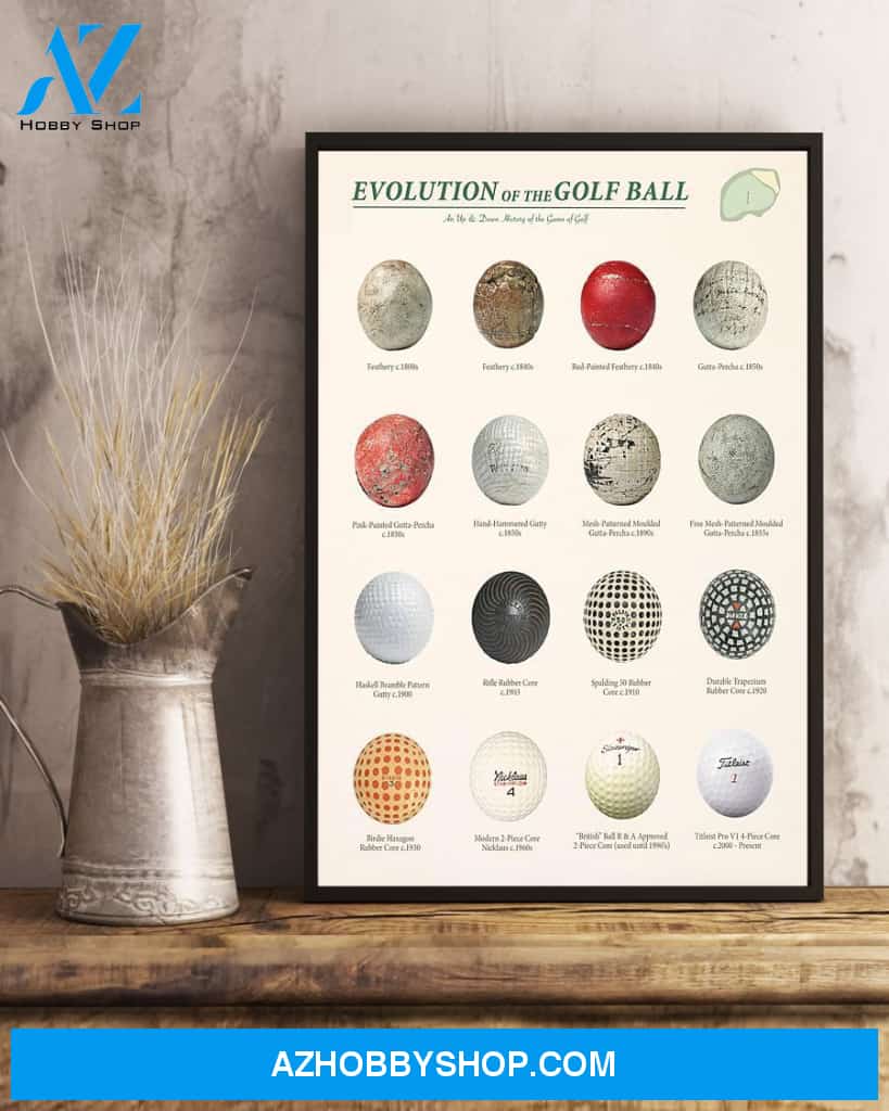 Golf Evolution Of The Golf Ball Vertical Art Canvas, Wall Decor Visual Art