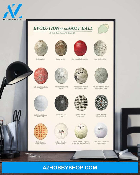 Golf Evolution Of The Golf Ball Vertical Art Canvas, Wall Decor Visual Art