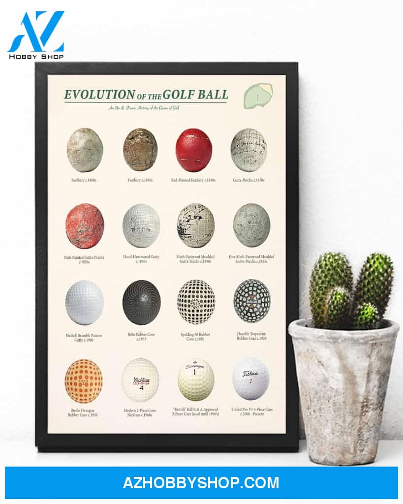 Golf Evolution Of The Golf Ball Vertical Art Canvas, Wall Decor Visual Art