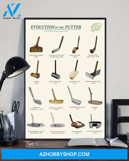 Golf Evolution Of The Putter Vertical Canvas Gift, Wall Decor Visual Art