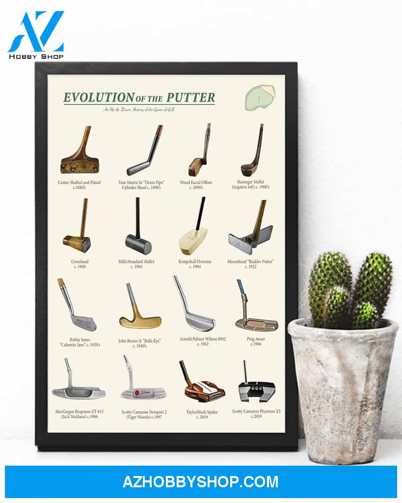 Golf Evolution Of The Putter Vertical Canvas Gift, Wall Decor Visual Art