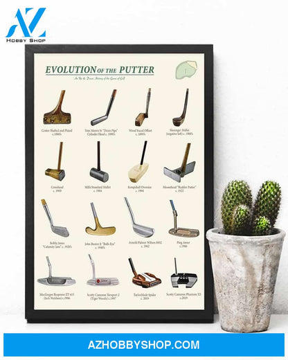 Golf Evolution Of The Putter Vertical Canvas Gift, Wall Decor Visual Art