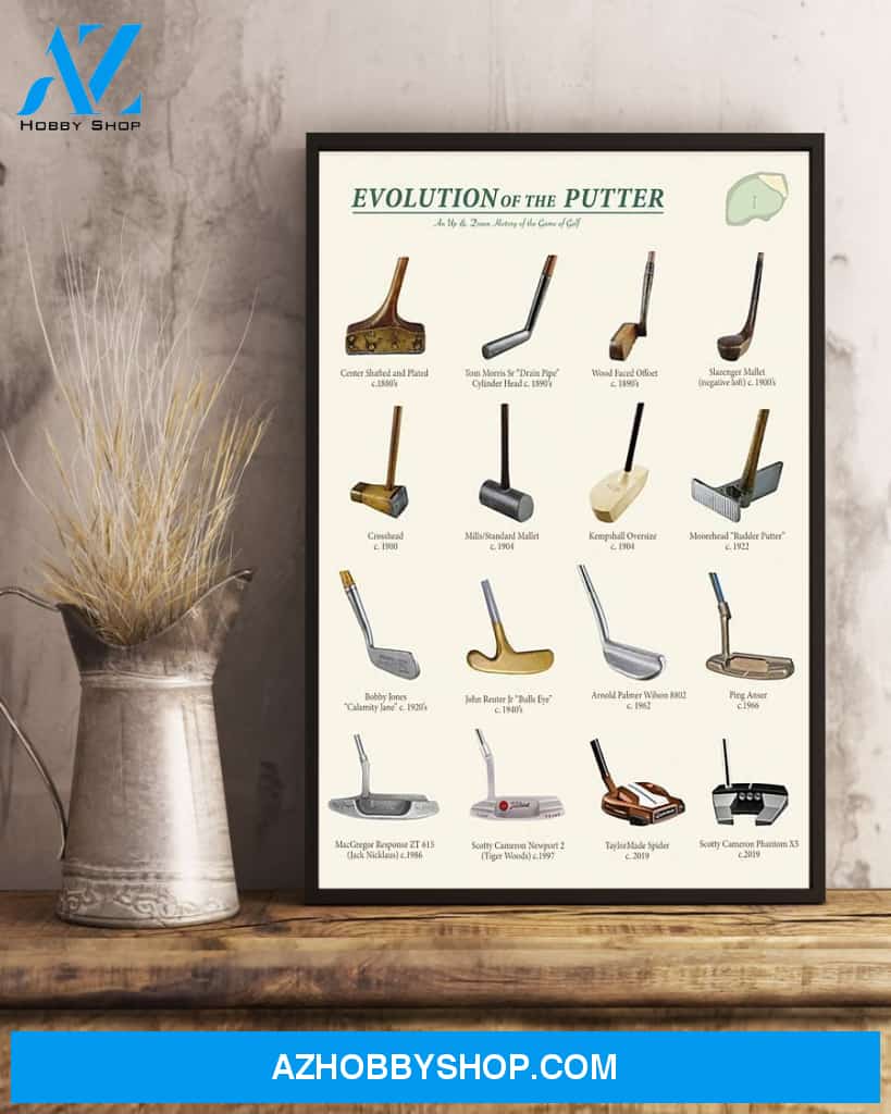 Golf Evolution Of The Putter Vertical Canvas Gift, Wall Decor Visual Art