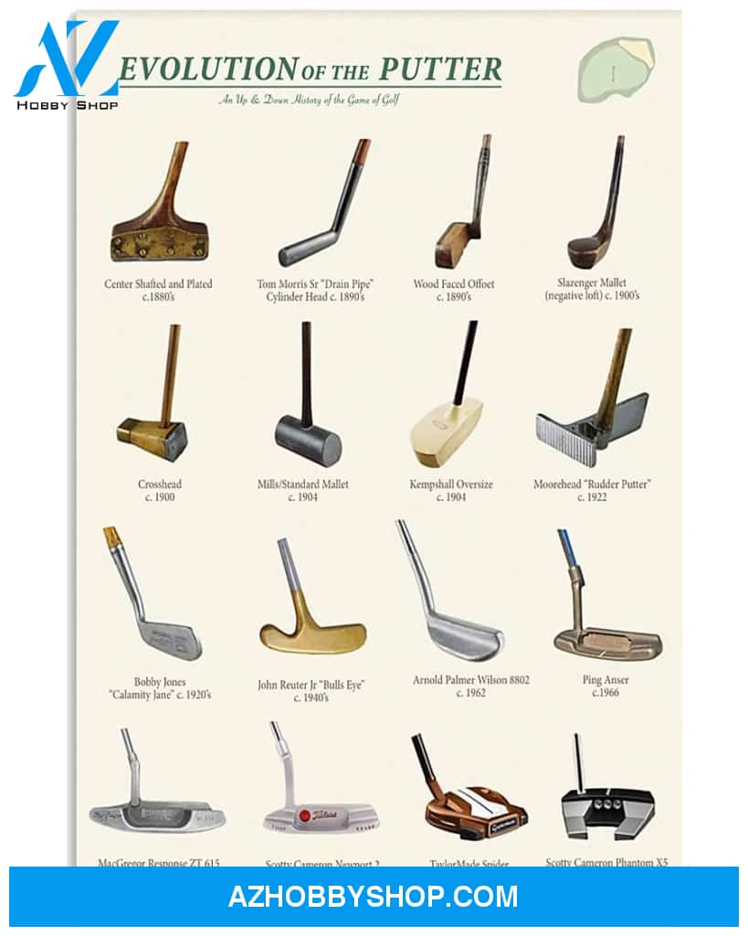 Golf Evolution Of The Putter Vertical Canvas Gift, Wall Decor Visual Art