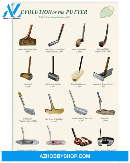 Golf Evolution Of The Putter Vertical Canvas Gift, Wall Decor Visual Art