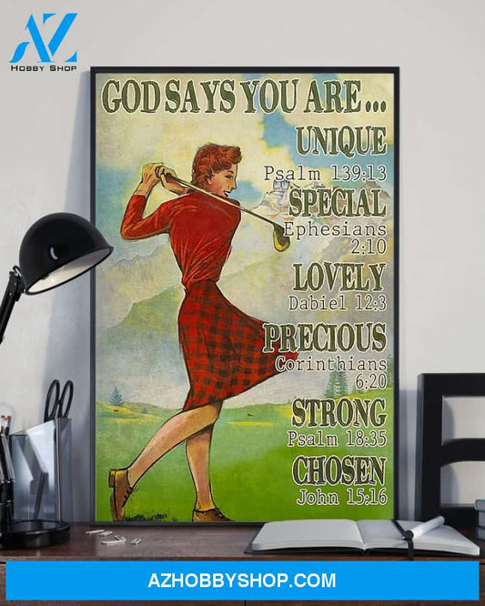 Golf God Says You Are Vertical Art Canvas, Wall Decor Visual Art