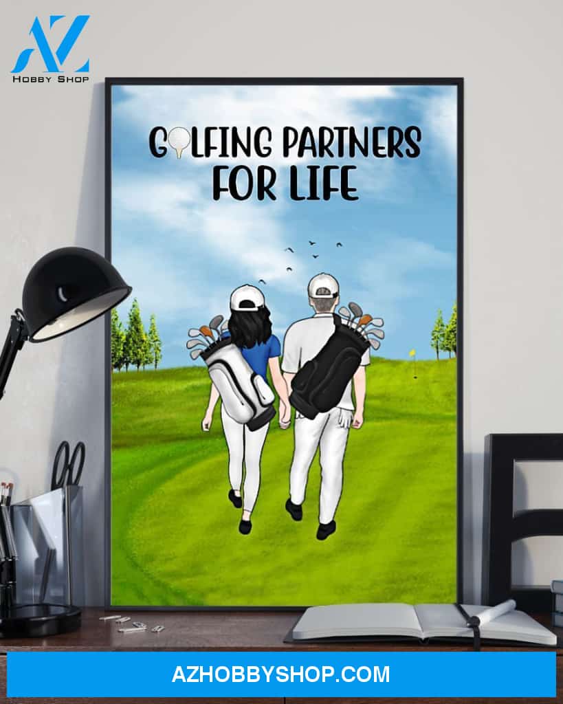 Golf Golfing Partners For Life Vertical Art Canvas, Wall Decor Visual Art