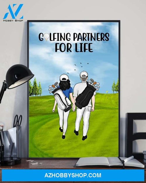 Golf Golfing Partners For Life Vertical Art Canvas, Wall Decor Visual Art