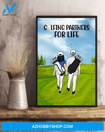 Golf Golfing Partners For Life Vertical Art Canvas, Wall Decor Visual Art