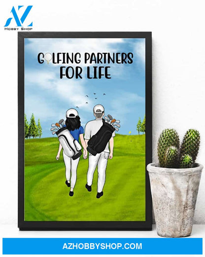 Golf Golfing Partners For Life Vertical Art Canvas, Wall Decor Visual Art