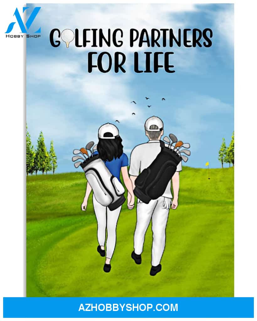 Golf Golfing Partners For Life Vertical Art Canvas, Wall Decor Visual Art