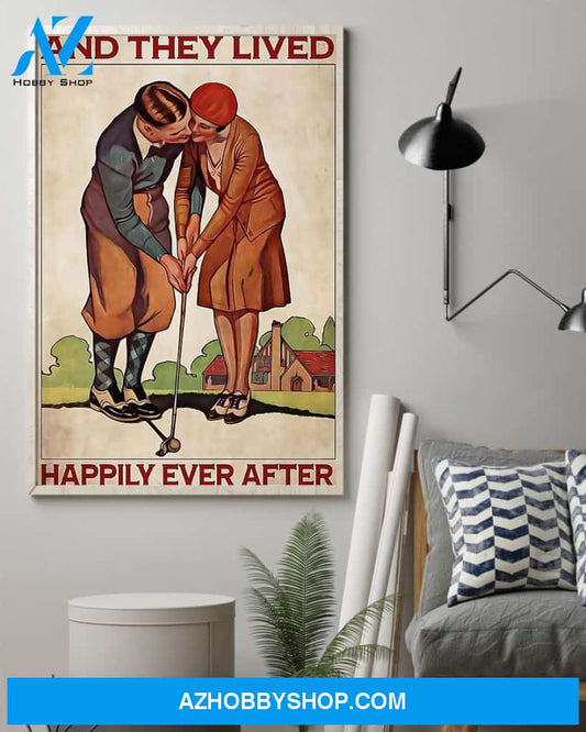 Golf Happily Ever After Vertical Canvas Gift, Wall Decor Visual Art
