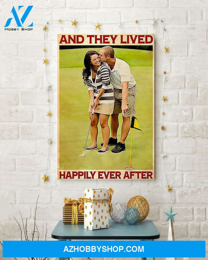 Golf Happily Ever After Vertical Canvas Gift, Wall Decor Visual Art