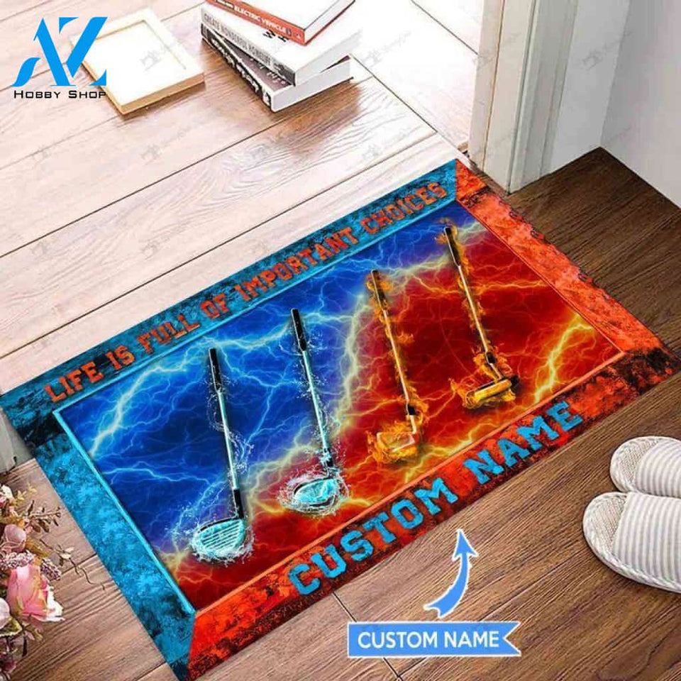 Golf Important Choices Fire & Water Custom Doormat | Welcome Mat | House Warming Gift
