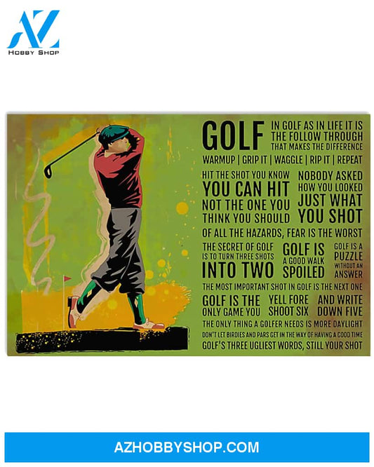 Golf Poster In Golf As In Life Is The Follow Through That Makes The Different Wall Decor