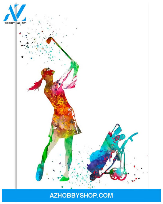 Golf Watercolor Girl Golfer Poster Wall decor