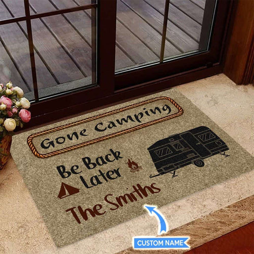 Gone Camping Personalized Custom Name Doormat Welcome Mat