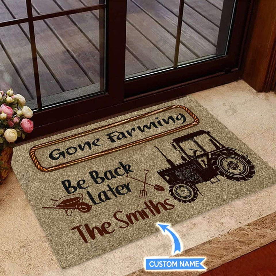 Gone Farming Personalized Custom Name Doormat Welcome Mat