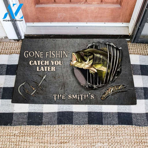 GONE FISHIN' CATCH YOU LATER BASS PERSONALIZED Doormat Full Printing | Welcome Mat | House Warming Gift