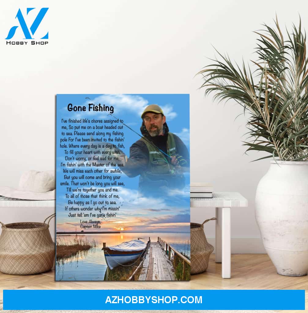 Gone Fishing Background, Personalized Canvas Wall Art