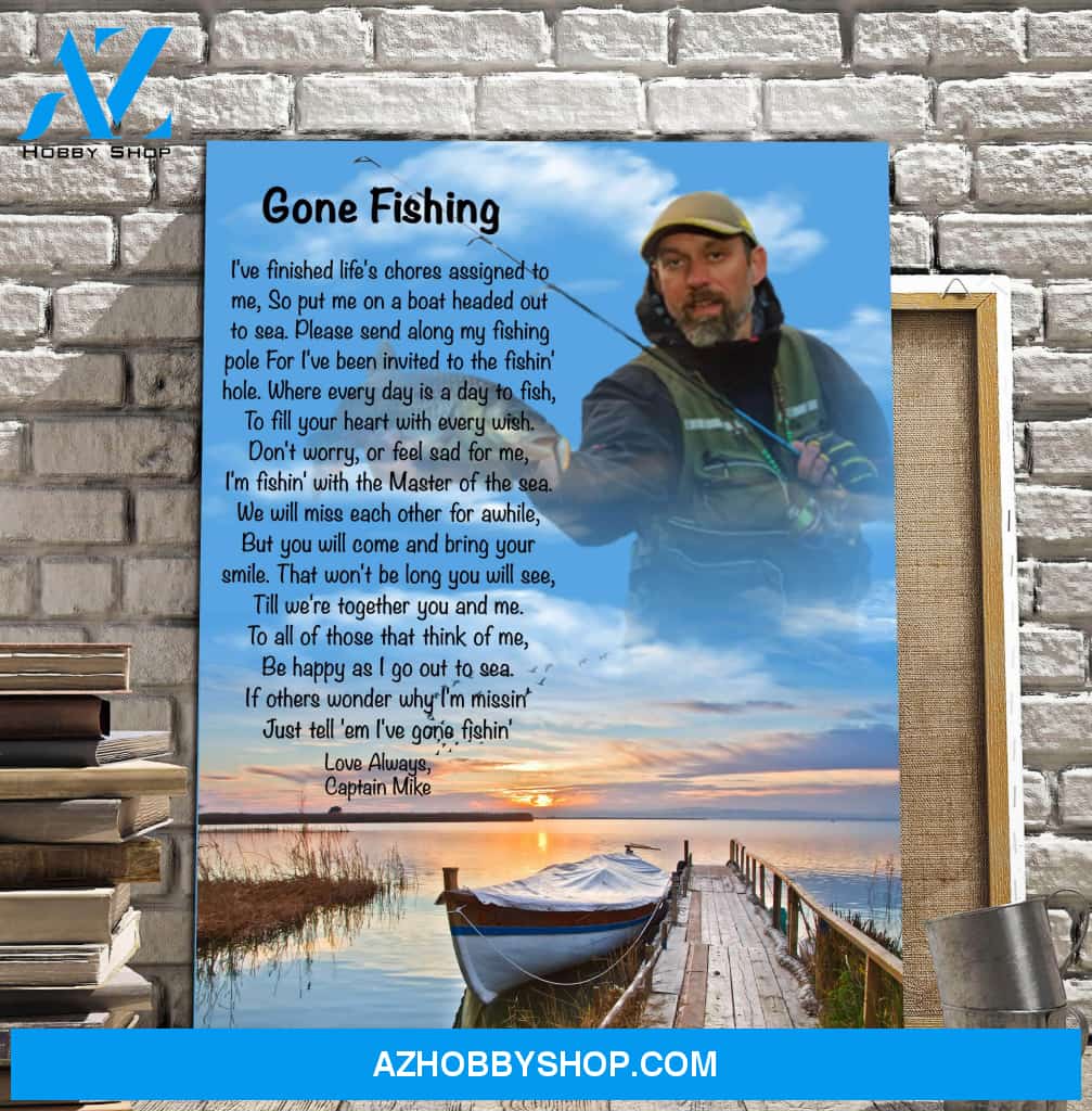 Gone Fishing Background, Personalized Canvas Wall Art