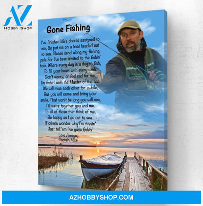 Gone Fishing Background, Personalized Canvas Wall Art