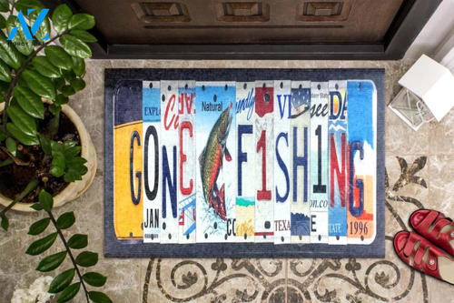 Gone Fishing Easy Clean Welcome DoorMat | Felt And Rubber | 40x60 cm | 45x75 cm | 60x90 cm | Colorful | DO1024