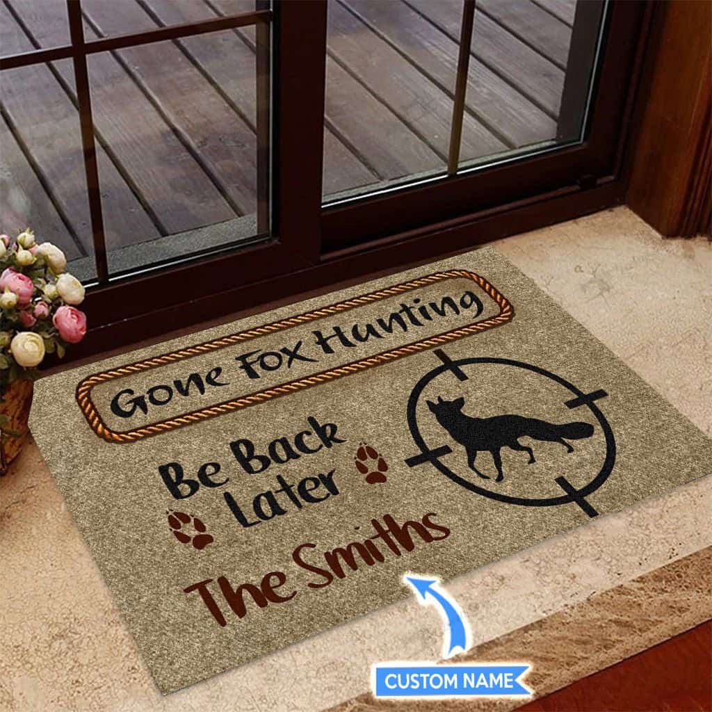 Gone Fox Hunting Personalized Custom Name Doormat Welcome Mat