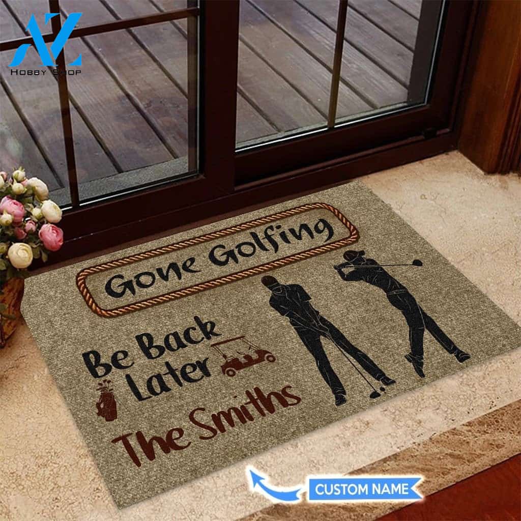 Gone Golfing Be Back Later Personalized Doormat