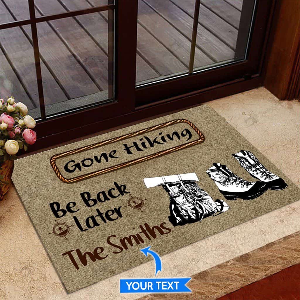 Gone Hiking Personalized Custom Name Doormat Welcome Mat