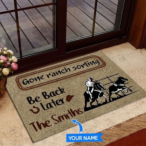 Gone Ranch Sorting Personalized Custom Name Doormat Welcome Mat