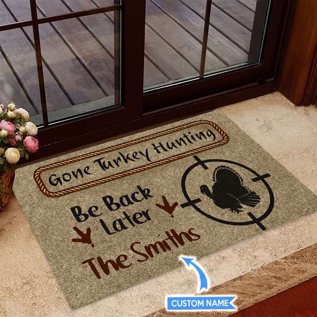 Gone Turkey Hunting Personalized Custom Name Doormat Welcome Mat