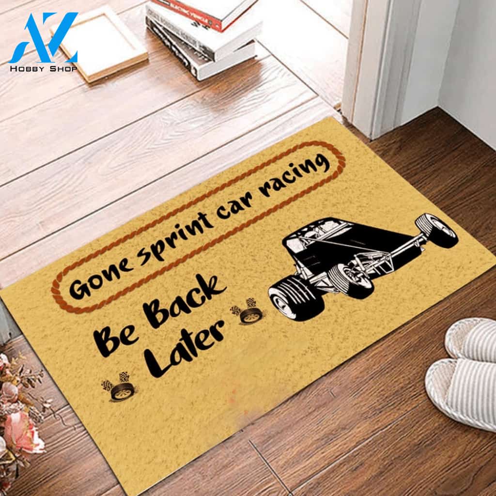 Gone Winged Sprint Car Racing Rubber Base Doormat Indoor and Outdoor Doormat Warm House Gift Welcome Mat Gift For Friend Family Gift For Racing Lover