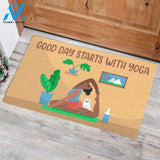Good Day Starts With Yoga Doormat Welcome Mat Housewarming Gift Home Decor Funny Doormat Gift Idea For Yoga Lovers Gift For Friend