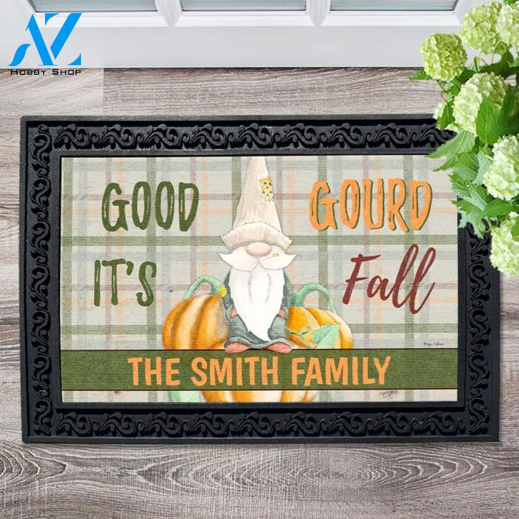 Good Gourd It's Fall Gnome Personalized Doormat - 18" x 30"