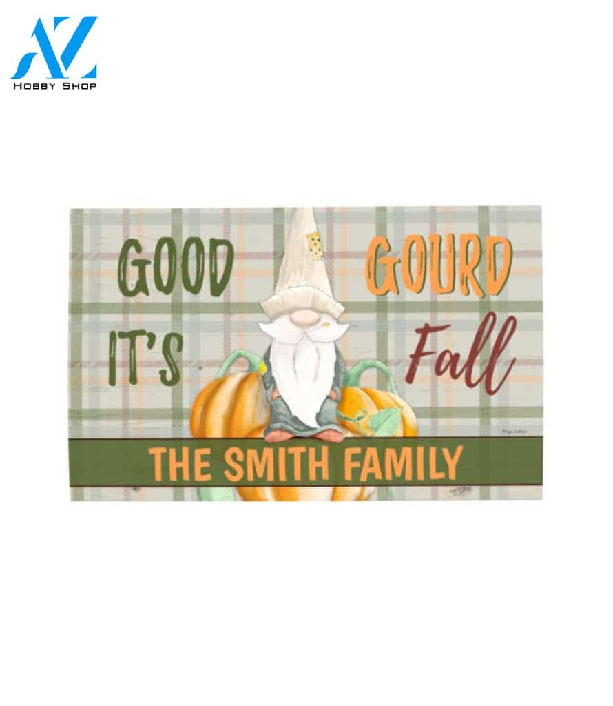 Good Gourd It's Fall Gnome Personalized Doormat - 18" x 30"