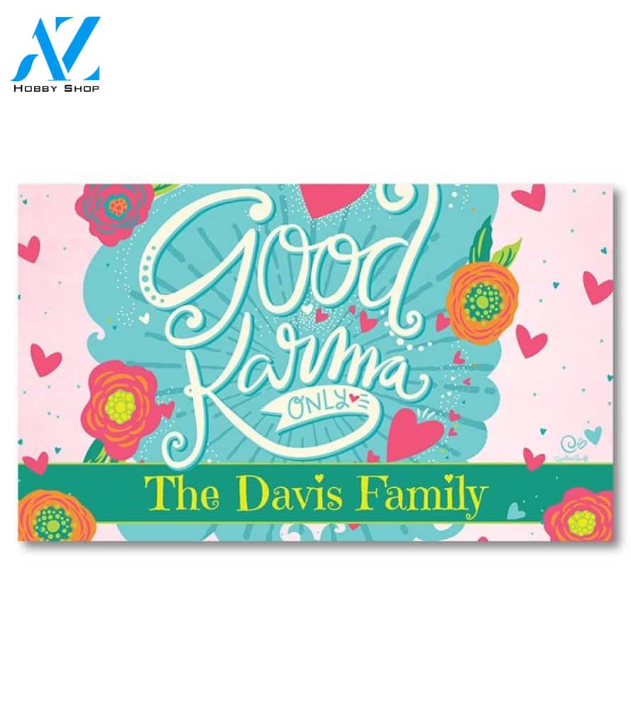 Good Karma Only Personalized Doormat - 18" x 30"