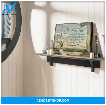 Gorgeous Beach and Butterfly Canvas When I simply say I miss him Bereavement Wall Art Decor