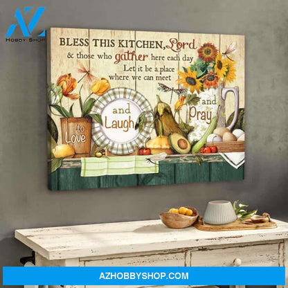 Gorgeous Dragonfly Canvas Bless This Kitchen Wall Art Decor | Moosfy Wrap Canvas Ready To Hang