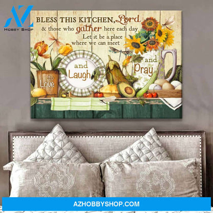 Gorgeous Dragonfly Canvas Bless This Kitchen Wall Art Decor | Moosfy Wrap Canvas Ready To Hang