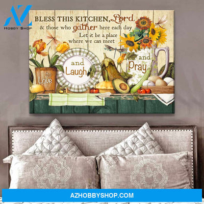 Gorgeous Dragonfly Canvas Bless this Kitchen Wall Art Decor